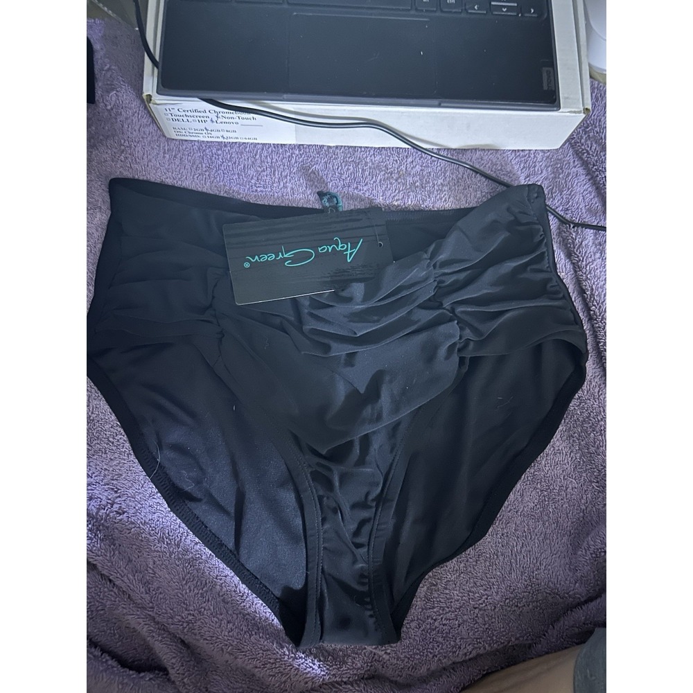 Aqua Green Women's Bikini Bottom Black Size‎ Large Swim Bottom NWT
